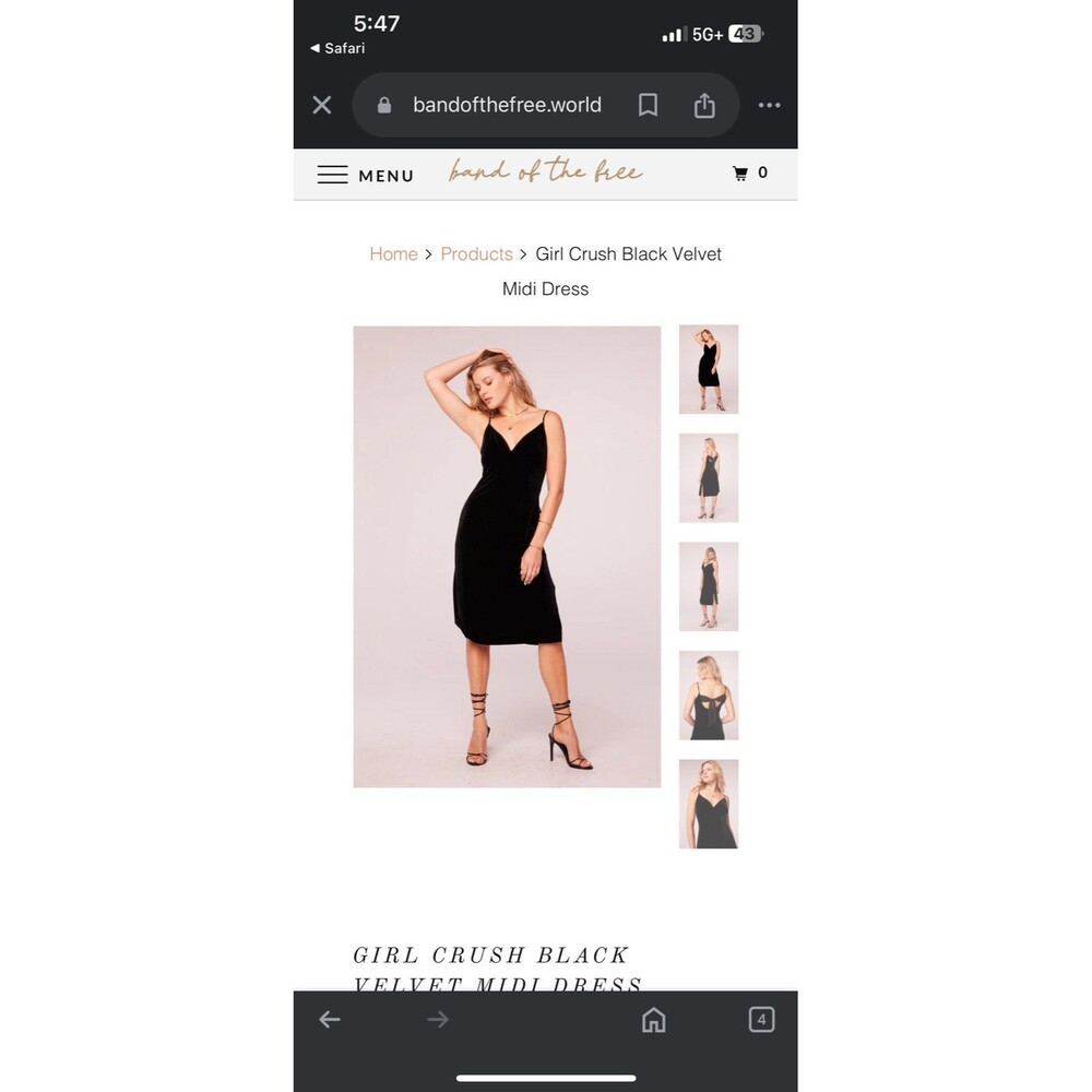 Band of the Free Medium Girl Crush Black Velvet Midi Dress